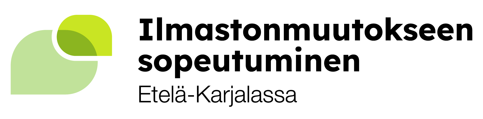 Logo, jossa lukee: Ilmastonmuutokseen sopeutuminen Etelä-Karjalassa.