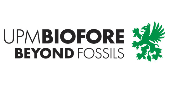 Logo with the text UPM biofore beyond fossils.
