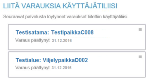 Liitä varauksia käyttäjätiliisi -ohjekuva