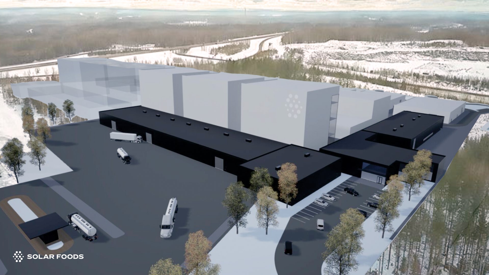 Havainnekuva tehdashankkeesta.